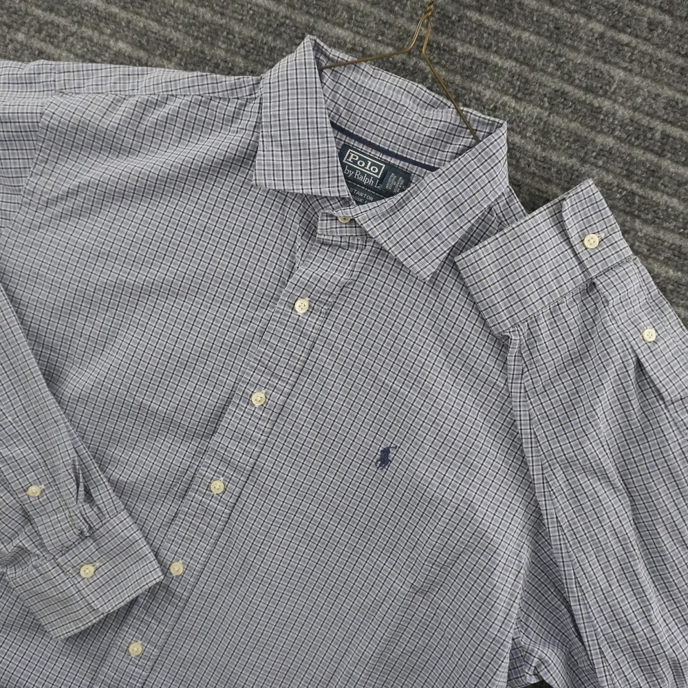 Polo Ralph Lauren Button Down Shirt Mens XXL Blue Check Stanton Classic Fit